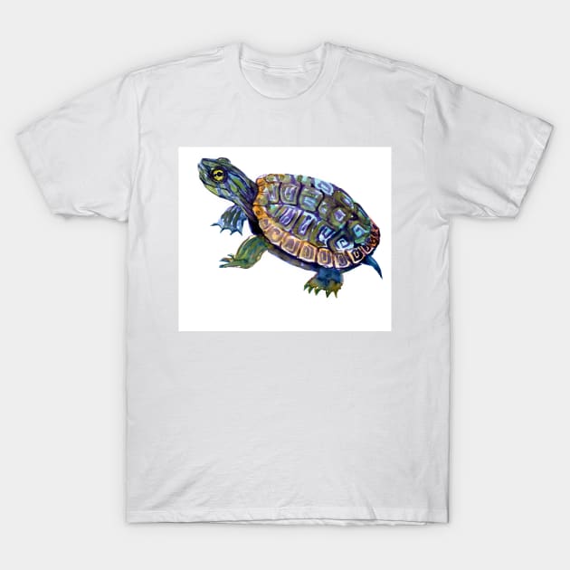 River Turtle, Slider, Turtle artwork T-Shirt by surenart